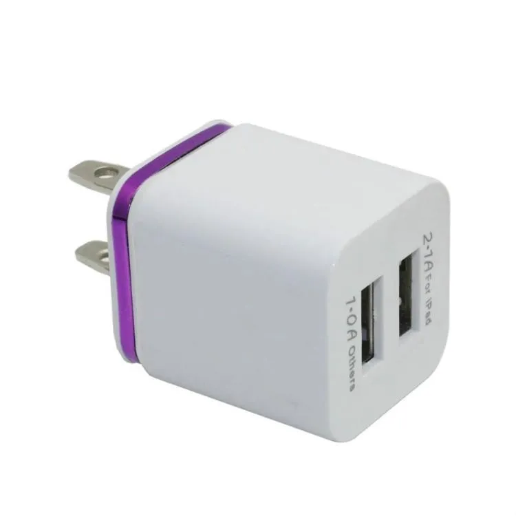 Metal Dual USB wall US plug 2.1A AC Power Adapter Wall Charger Plug 2 port for samsung galaxy note LG tablet huawei xiaomi