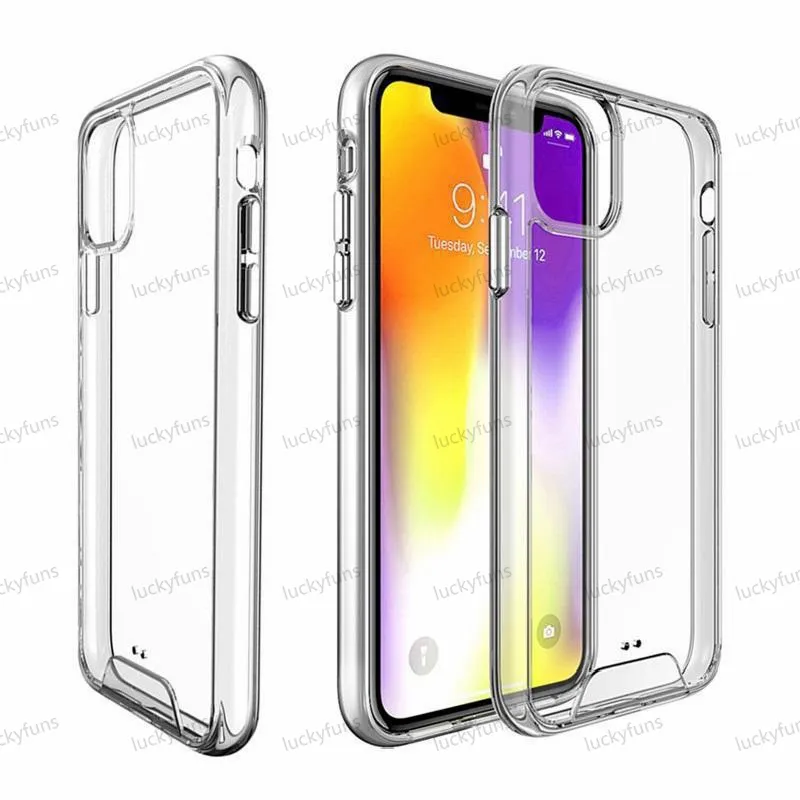 Premium SPACE Transparent Rugged Phone Cases Clear TPU PC Shockproof Cover For iPhone 12 11 pro max XR X 6 7 8 Plus case