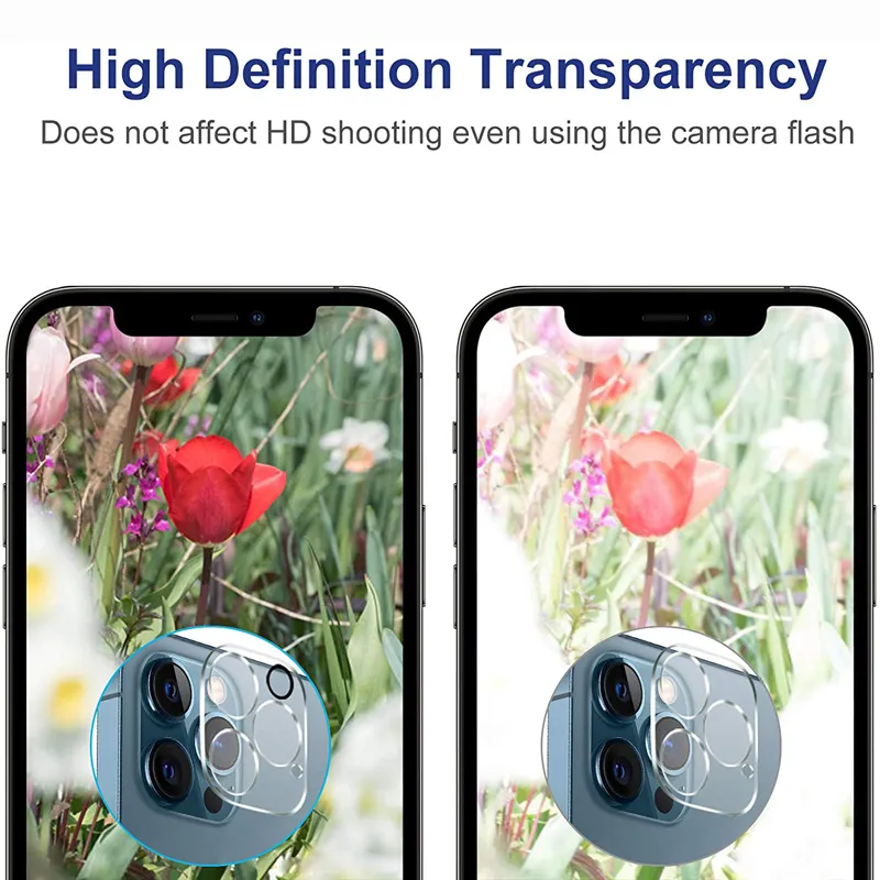 3D HD Clear Scratch-Resistant Rear Camera Lens Protector Tempered Glass With Flash Circle For iPhone 16 15 14 13 12 Mini 11 Pro Max