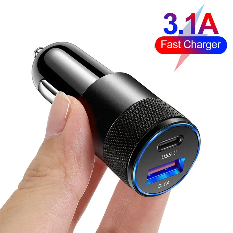 USB Quick Car Charger 15W 3.1A Type C PD Fast Charging Phone Car Adapter For iPhone 13 12 11 Pro Max Xiaomi Samsung Huawei Honor