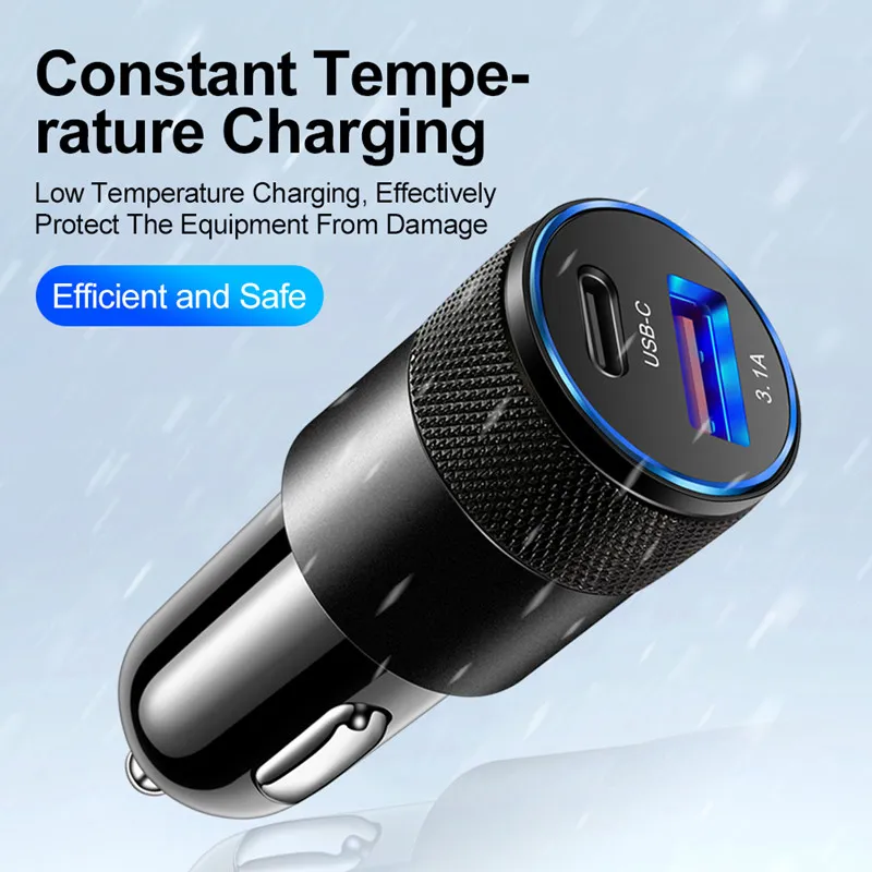 USB Quick Car Charger 15W 3.1A Type C PD Fast Charging Phone Car Adapter For iPhone 13 12 11 Pro Max Xiaomi Samsung Huawei Honor