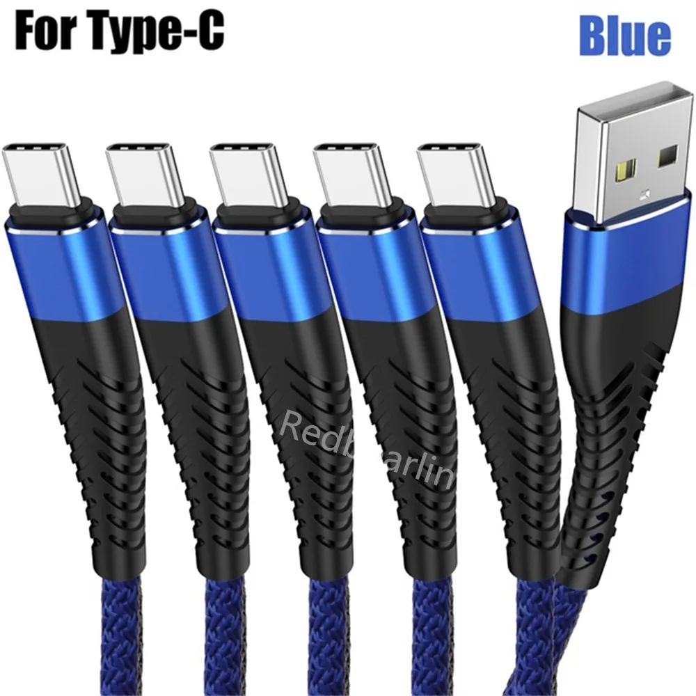 3A Quick Charger Type c Micro USb Cables 1m 2m 3m Braided Nylon Alloy Cable For Samsung S10 S20 S21 htc Huawei Android phone pc