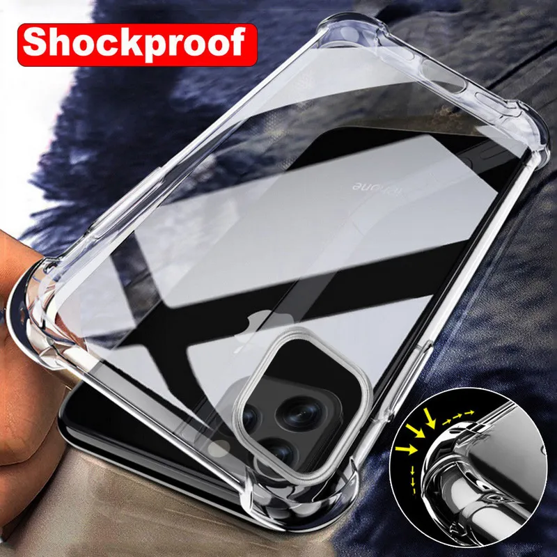 1.5MM Thick Airbag Reinforced Corners Transparent Shock Absorption Air Cushion Cases Soft TPU Clear Shockproof For iPhone 15 14 13 12 11 Pro MAX 8 7 Plus Mini