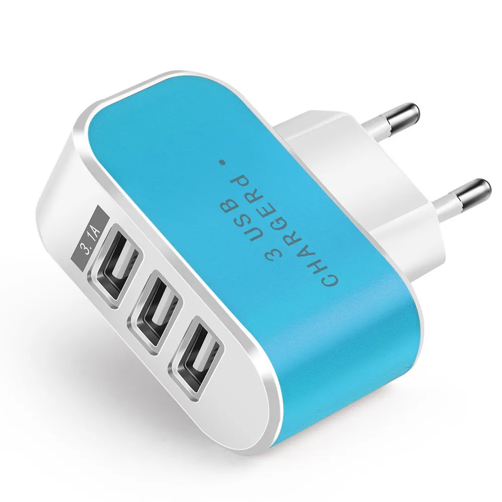 5V 3.1A 3 Usb Ports Eu US Ac Home Wall Charger Power Adapter plug For Samsung s8 s9 s10 htc iphone andriod phone