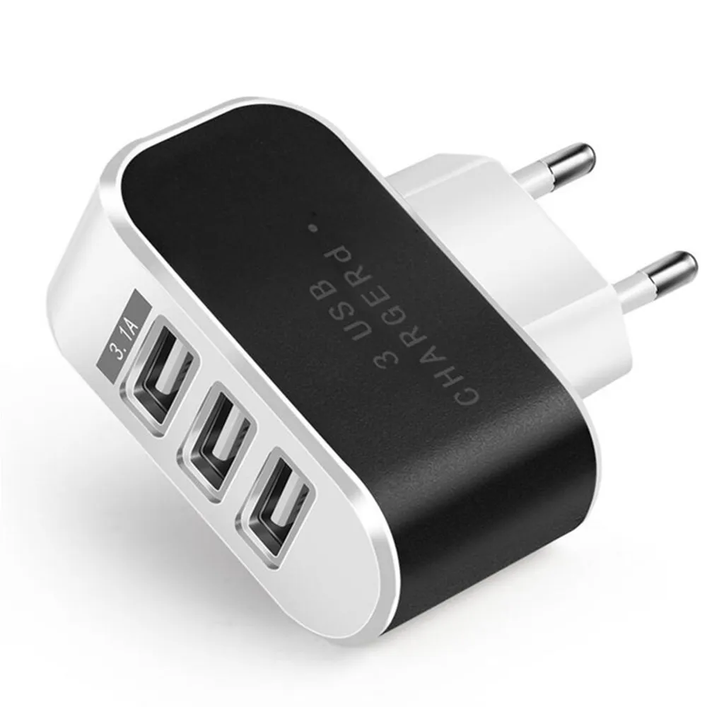 5V 3.1A 3 Usb Ports Eu US Ac Home Wall Charger Power Adapter plug For Samsung s8 s9 s10 htc iphone andriod phone