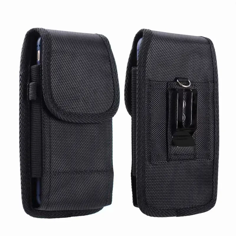 Universal Nylon Holster Belt Clip Waist Pouch Cases Outdoor Sport Travel Hiking Camping Rugged For 3.5-6.3 inch Phone iPhone 16 15 14 13 12 Pro Max Samsung S21 Ultra Huawei