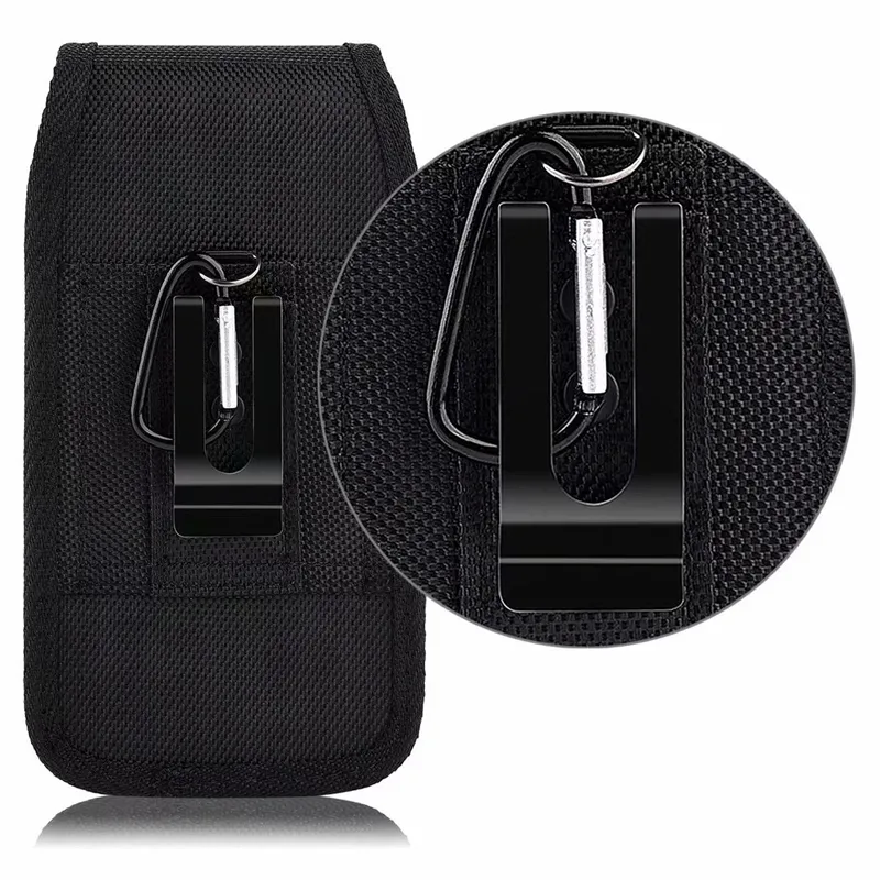 Universal Nylon Holster Belt Clip Waist Pouch Cases Outdoor Sport Travel Hiking Camping Rugged For 3.5-6.3 inch Phone iPhone 16 15 14 13 12 Pro Max Samsung S21 Ultra Huawei