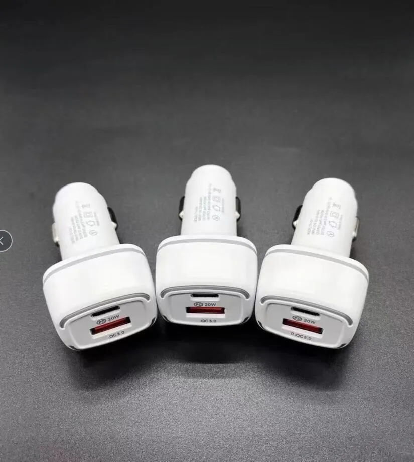 Quick Charge Type c PD 20w QC3.0 Dual Ports 18W Car Charger LED Adapter For Iphone Samsung Huawei Android phone PC GPS