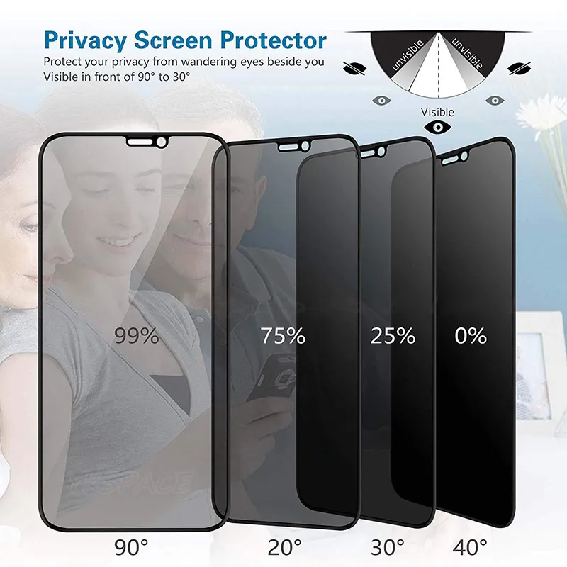 Privacy 9D Full Cover Anti Spy Tempered Glass Screen Protector For iPhone 15 14 13 12 11 Pro Max XS XR 8 7 6 Samsung S22 Plus A13 A23 A33 A53 A73 A12 A32 A42 A52 A72 A21S A51 A71