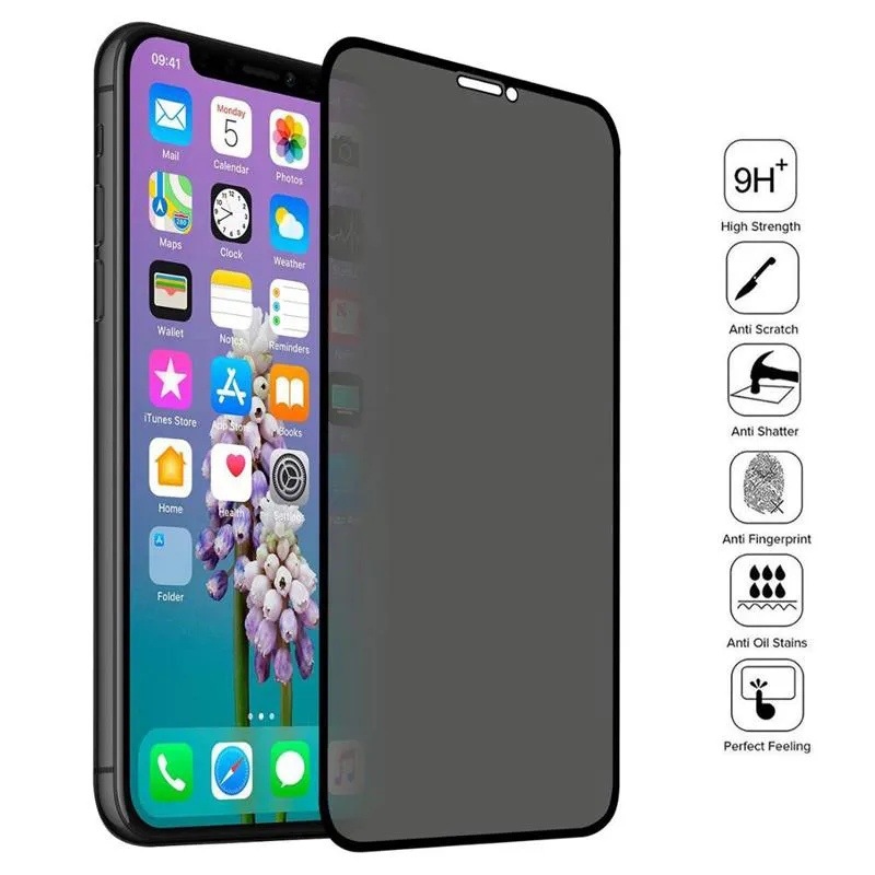 5D Privacy Full Cover Tempered Glass for iPhone 13 12 pro Max 11 XS XR 6 7 Plus 8 Anti Spy Screen Protector Samsung A12 A32 5G A52 A42 A11 A21 A51 A01 S20 FE S21