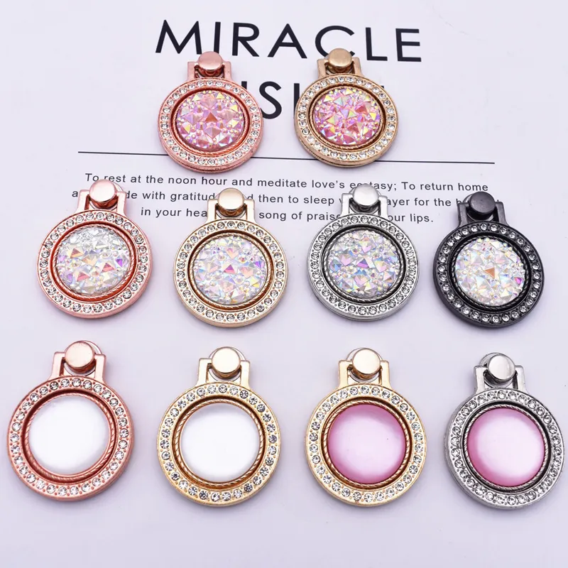 Round Metal Diamond Bling Finger Ring Holder Stand 360 degree rotation Phone Bracket For iPhone Samsung MOTO LG OnePlus Huawei XiaoMi Mobile Sticker