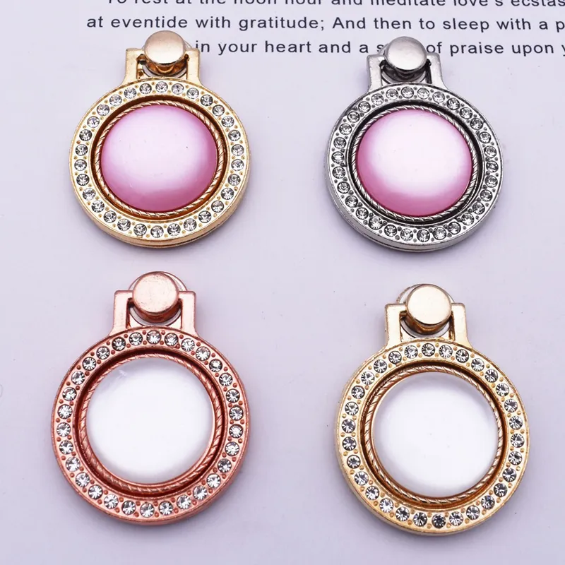 Round Metal Diamond Bling Finger Ring Holder Stand 360 degree rotation Phone Bracket For iPhone Samsung MOTO LG OnePlus Huawei XiaoMi Mobile Sticker