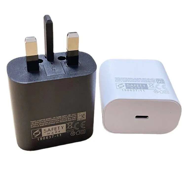 UK Pulg wall Charger USB C for Samsung PD 25W Chargers Galaxy S20/S20 Ultra/ Note10/Note 10 Plus TA800