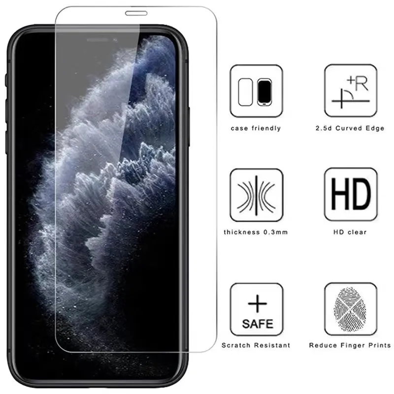 2.5D Full Coverage Screen Protector 0.3mm 9H Tempered Glass For iPhone 13 12 Mini 11 Pro Max XR XS X 6S 7 8 Plus with 10 in 1 Package