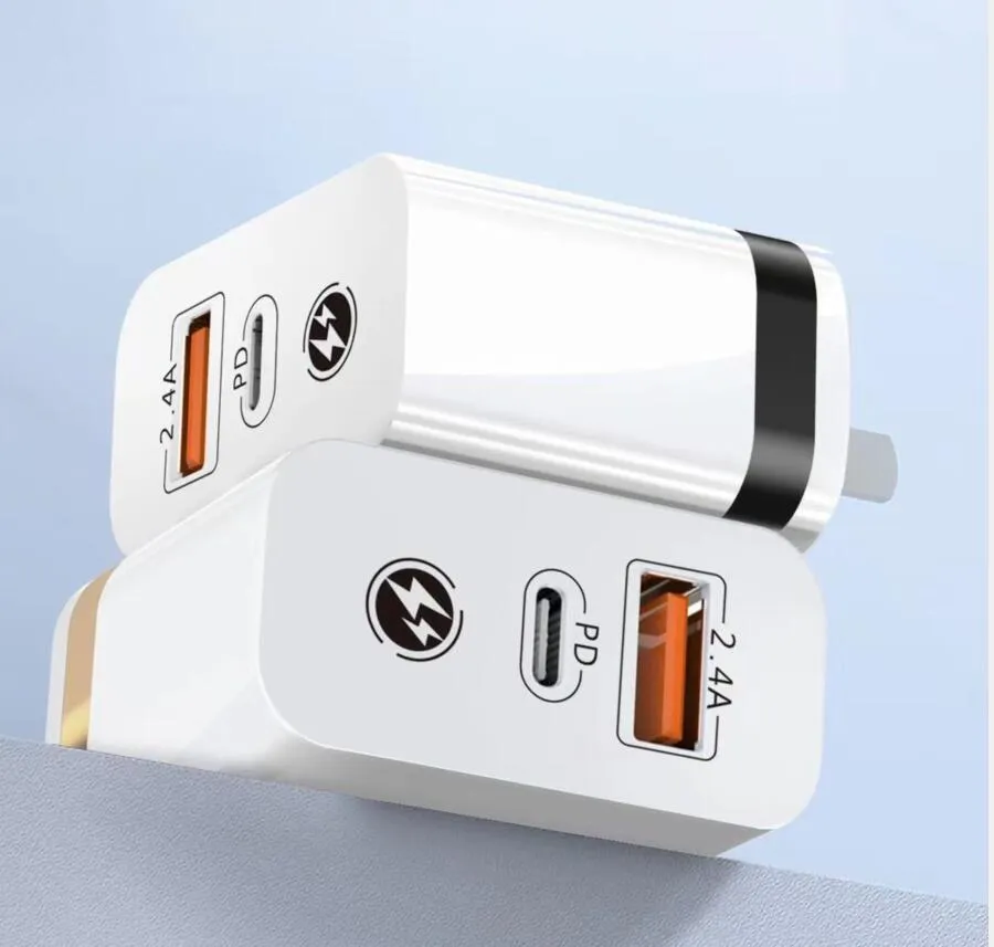 Universal Dual Ports Type c USB-C Eu US Wall Charger PD Power Adapter 2.4A For Samsung Xiaomi Android phone With Retail Box