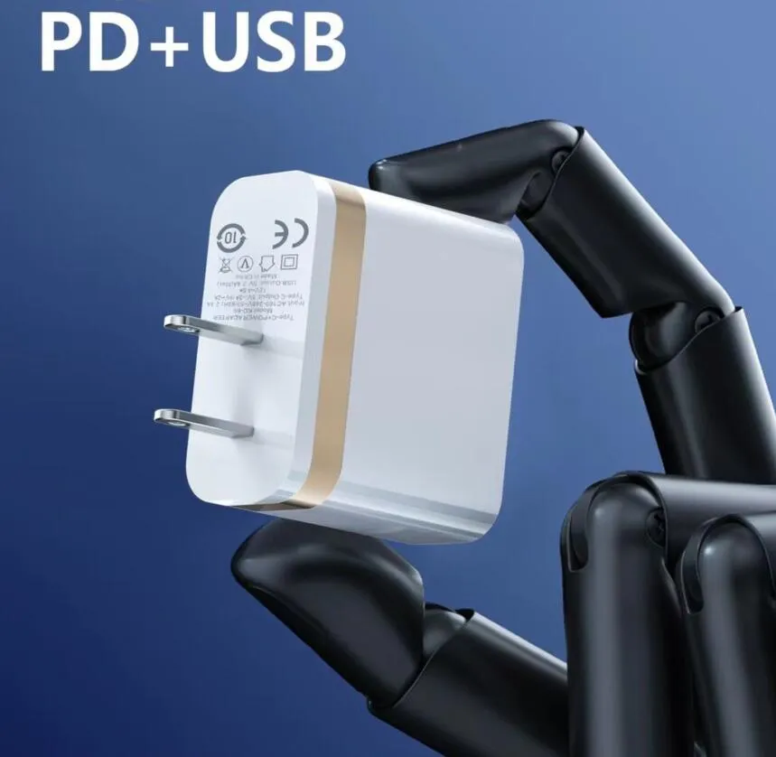 Universal Dual Ports Type c USB-C Eu US Wall Charger PD Power Adapter 2.4A For Samsung Xiaomi Android phone With Retail Box