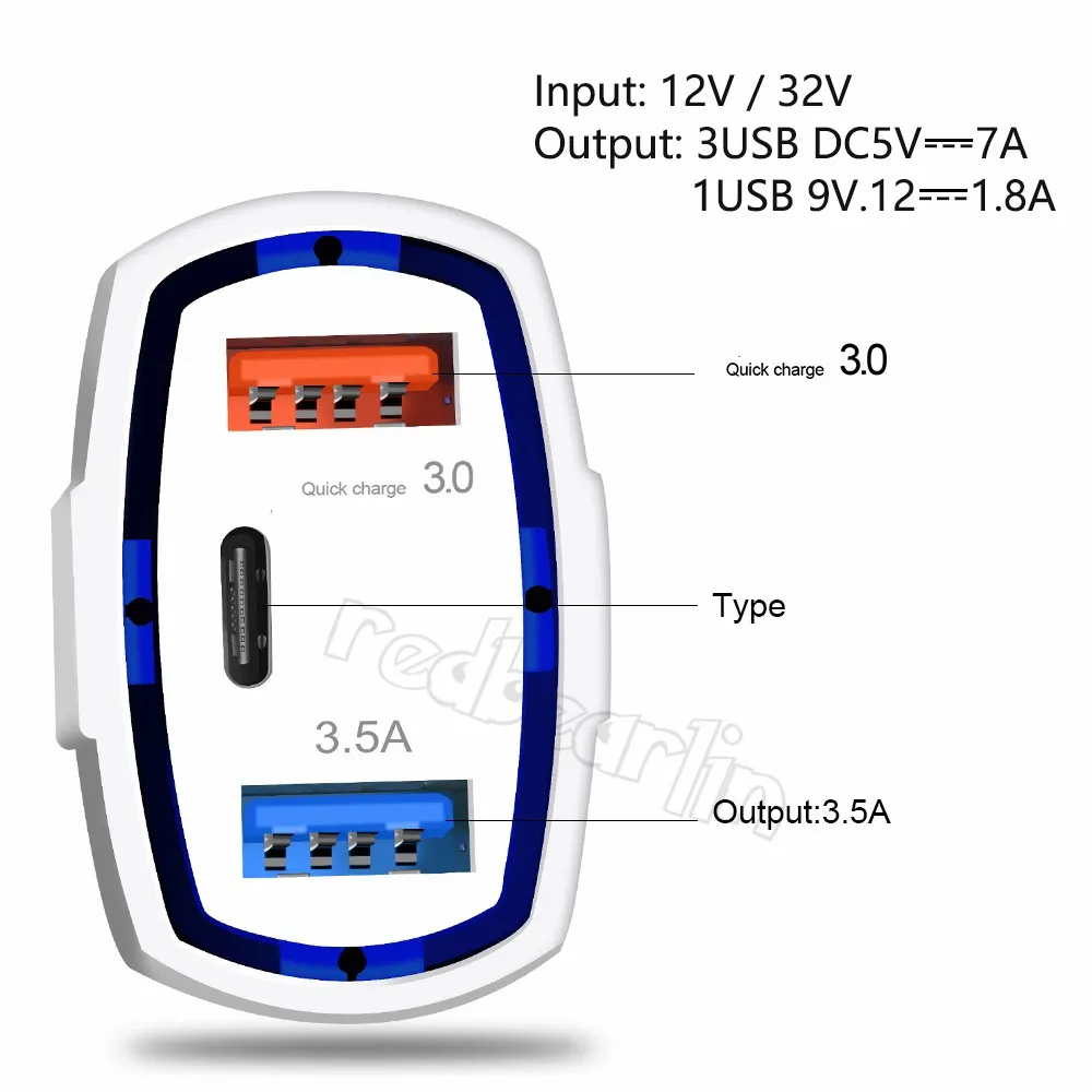 3Ports Type c PD Car Charger Fast Quick Charging 7A 35W vehicle Car Chargers USb-C Power adapter For Iphone 12 13 14 15 samsung S22 S23 htc android phone with retail box