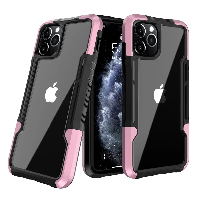 Armour Acrylic Heavy Duty Cases 3 In 1 TPU PC Shockproof Clear Cases Anti-drop Contrast Color Hybrid Rugged Cover For iPhone 14 13 Mini 12 11 Pro MAX 8 7 Plus SE2