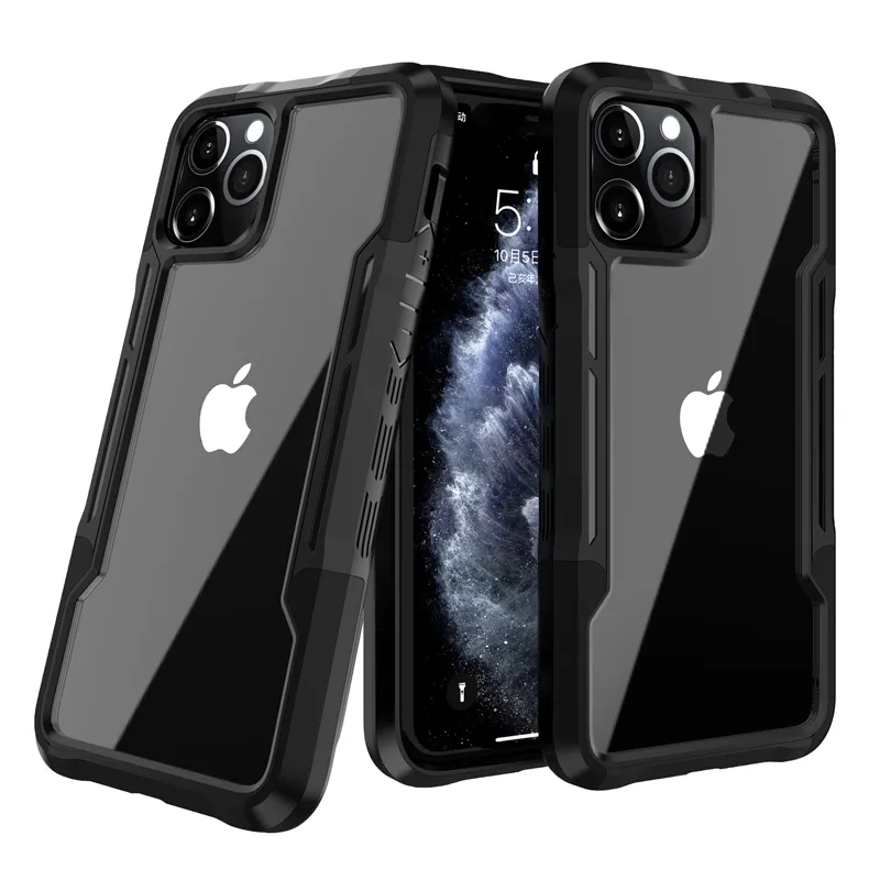 Armour Acrylic Heavy Duty Cases 3 In 1 TPU PC Shockproof Clear Cases Anti-drop Contrast Color Hybrid Rugged Cover For iPhone 14 13 Mini 12 11 Pro MAX 8 7 Plus SE2