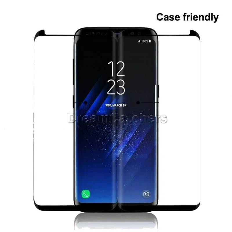 Case Friendly Tempered Glass 3D Curved No Pop up Screen Protector for Samsung Galaxy S23 S22 plus ultra 10 9 8 S7 edge S8 S9 S10 S20 S21 Note 20 with Retail Package Box