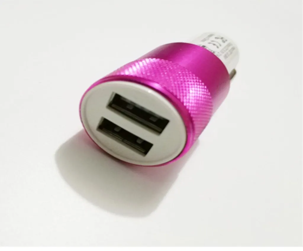 Universal 1.0A 2.1A Dual USB Car Charger Adapter Intelligent Charging Metal Alloy Shell With led Light For iPhone Mobile Phone Car-Chargers