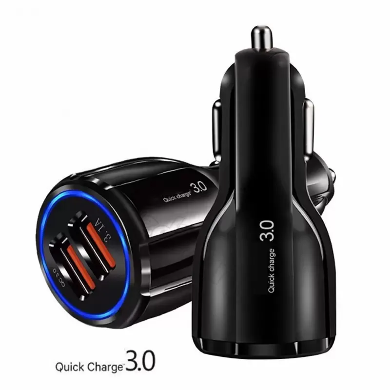 QC3.0 6A Car Charger Adapter Dual Usb Ports Fast Charger Quick Car Charge Power for iPhone 13 12 11 pro max 7 8 MacBook Samsung Huawei Android phone universal