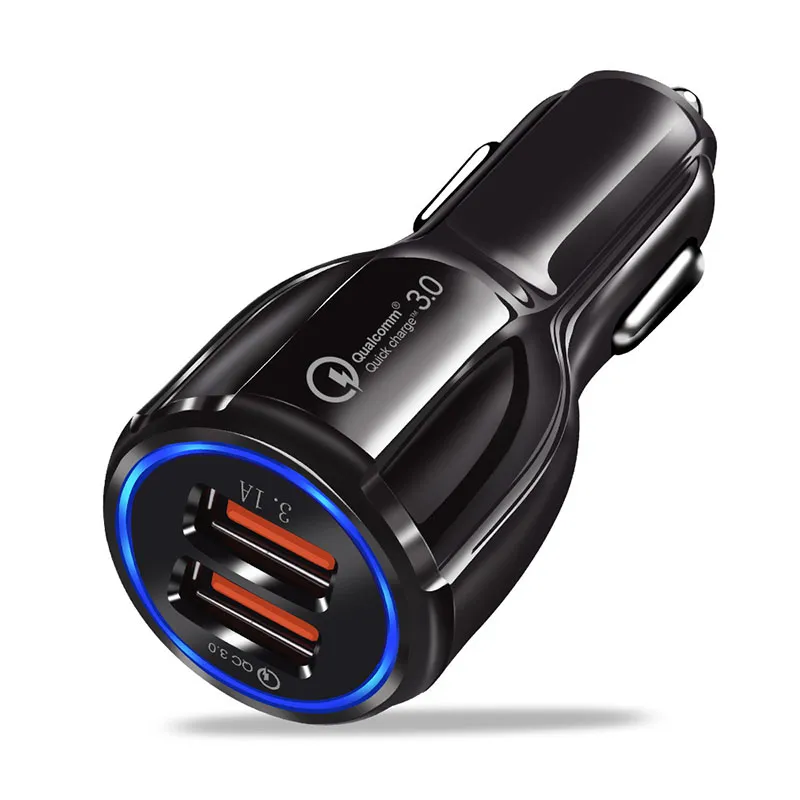 QC3.0 6A Car Charger Adapter Dual Usb Ports Fast Charger Quick Car Charge Power for iPhone 13 12 11 pro max 7 8 MacBook Samsung Huawei Android phone universal