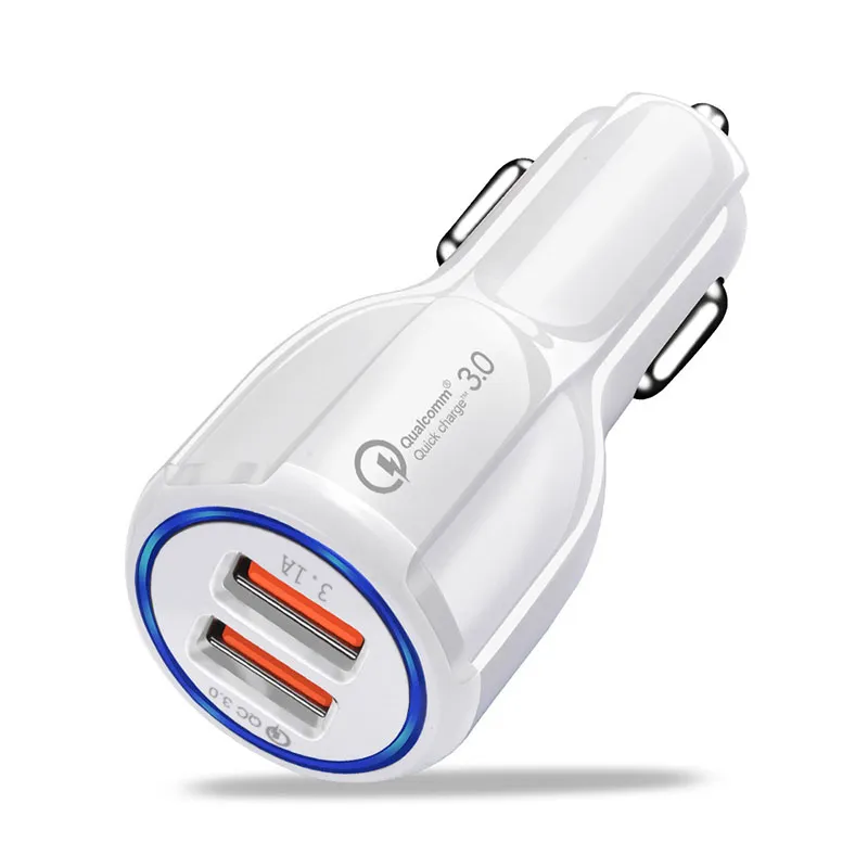 QC3.0 6A Car Charger Adapter Dual Usb Ports Fast Charger Quick Car Charge Power for iPhone 13 12 11 pro max 7 8 MacBook Samsung Huawei Android phone universal