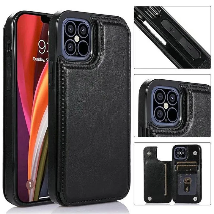 Luxury PU Leather Phone Cases for Phone 13 12 11 Pro Max XR Xs Back Cover Kickstand Card Bag