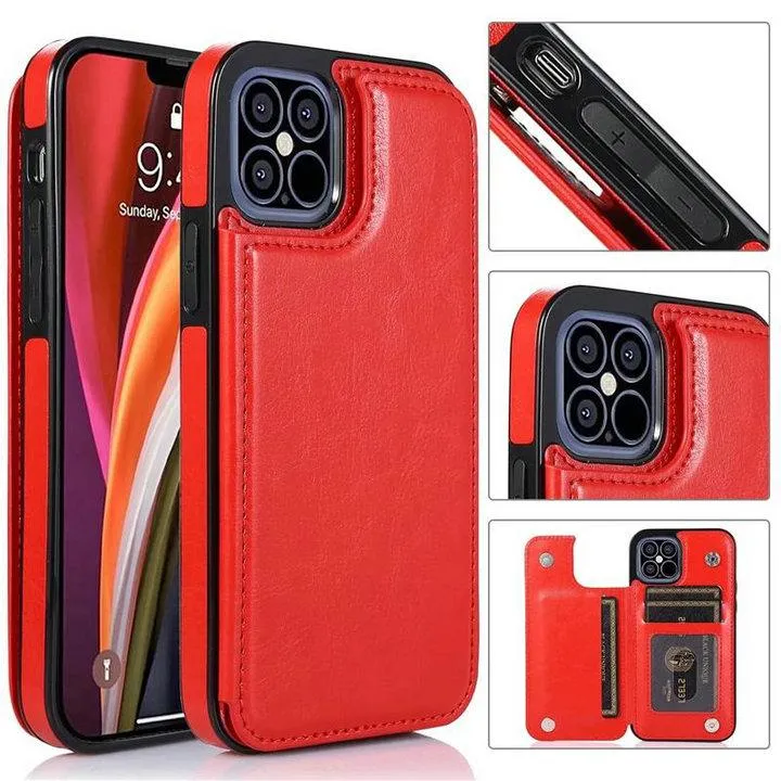 Luxury PU Leather Phone Cases for Phone 13 12 11 Pro Max XR Xs Back Cover Kickstand Card Bag