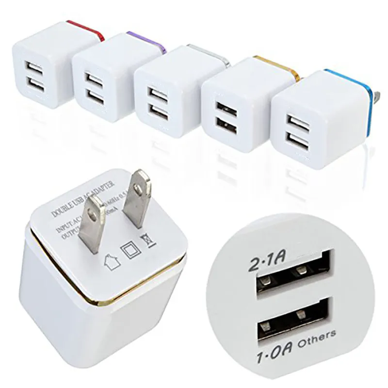 Top seller 5V 2.1+1A Double USB AC Travel US Wall Charger Plug Adapters Dual Chargers For Samsung Galaxy HTC Smart Phone Adapter