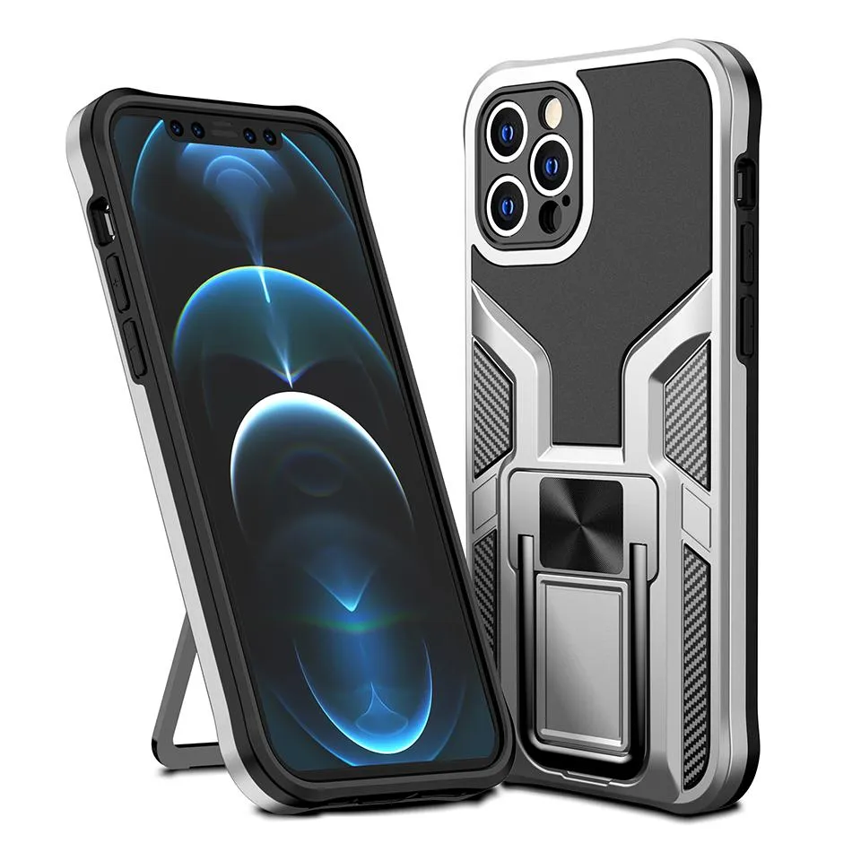 Bracket Rugged Armor Shockroof Hybrid TPU PC Cell Phone Cases for iPhone 13 12 11 Pro Max XR XS Work With Magnetic Car Holder