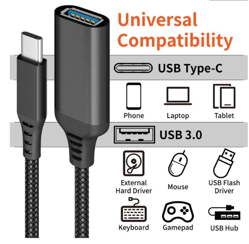 USB C to USB Adapters OTG Cable TypeC Male USB3.0 Female Adapter for MacBook Pro Samsung Type-C