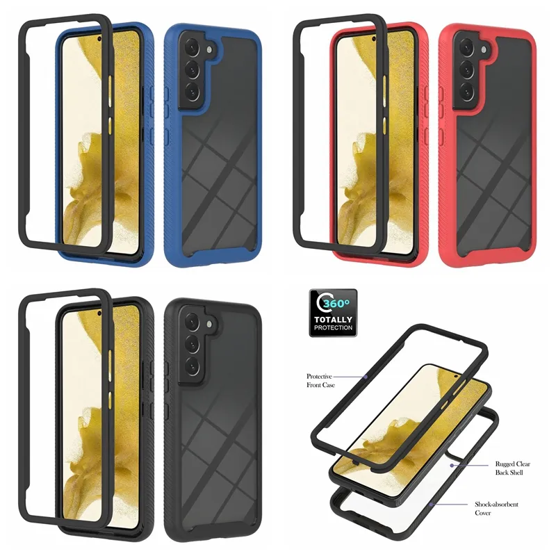 360 Full Non slip Cases For Samsung Galaxy A33 A53 S22 Ultra Plus A22 4G 5G A03S A13 5G 2in1 Hard PC TPU Frame Bumper Hybrid Layer Shockproof Mobile Phone Skin Cover