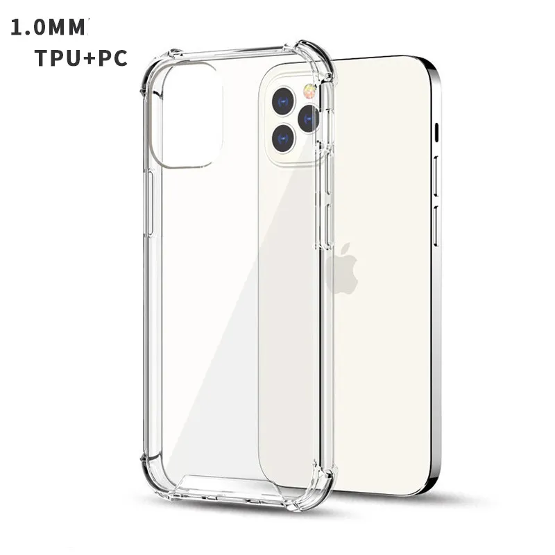 Transparent Shockproof Acrylic Hybrid Armor Hard Phone Cases for iPhone 13 12 11 Pro XS Max XR 8 7 6 Plus Samsung S21 S20 Note20 Ultra A72 A52 A32 A12 Redmi Huawei W