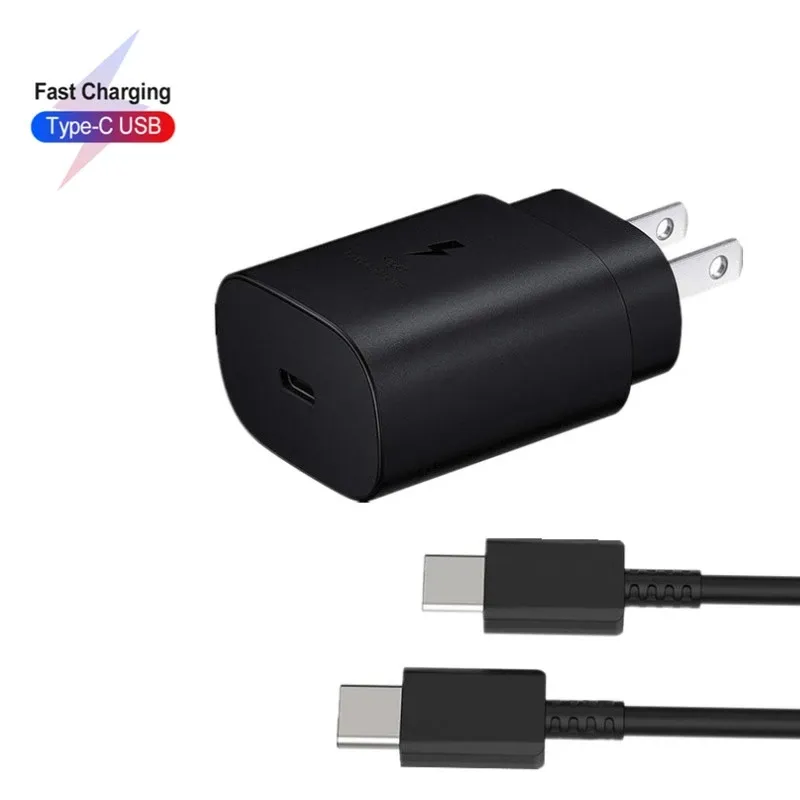 Quick Charger For Samsung S21 S22 Ultra Note 20 10 Galaxy A50 A51 A52 A72 A73 A33 5G Phone 25W PD Surper Fast Adapter Type-C To USB C Cable