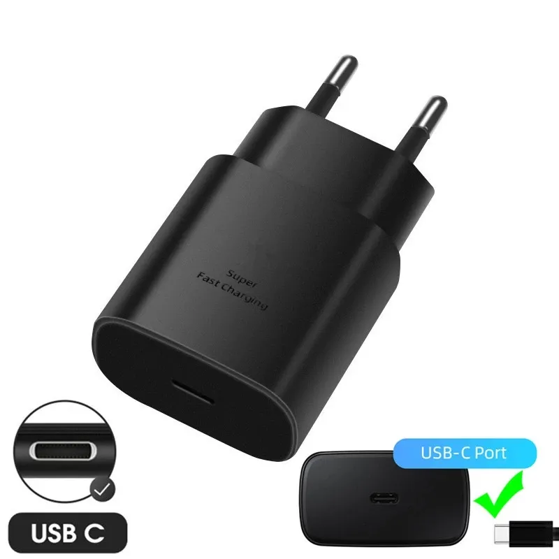 Quick Charger For Samsung S21 S22 Ultra Note 20 10 Galaxy A50 A51 A52 A72 A73 A33 5G Phone 25W PD Surper Fast Adapter Type-C To USB C Cable