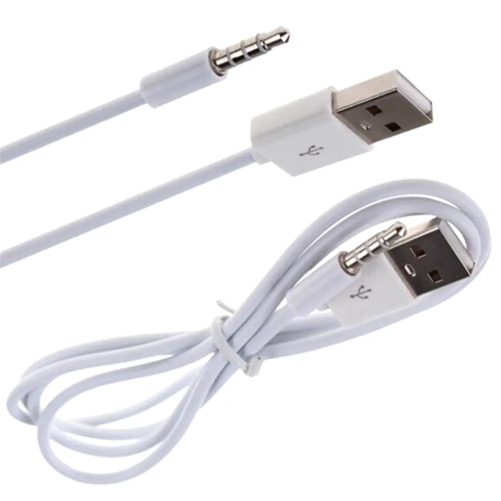 1 m USB To 3.5mm Jack Cables USB 2.0 Data Sync Charger Transfer Audio Adapter Cable Cord