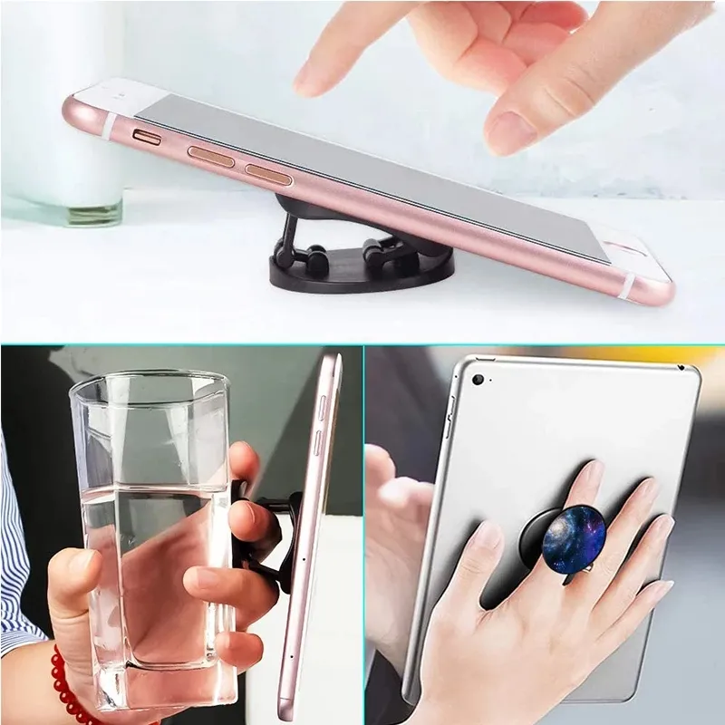 Foldable Finger Holder cellphone Holders Grip Bracket Pocket Socket Phones Stand with opp bag car mounts