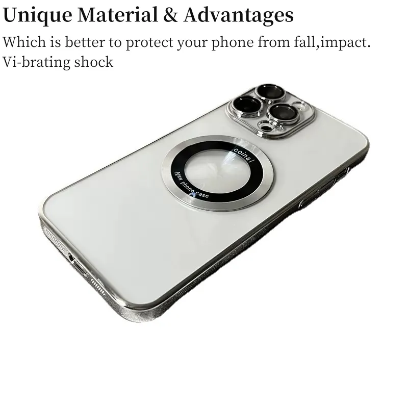 Hot-selling PC Glossy Electroplated Magnetic Shockproof Phone Case for iPhone 15 14 13 12 11 Pro Max with OPP bag