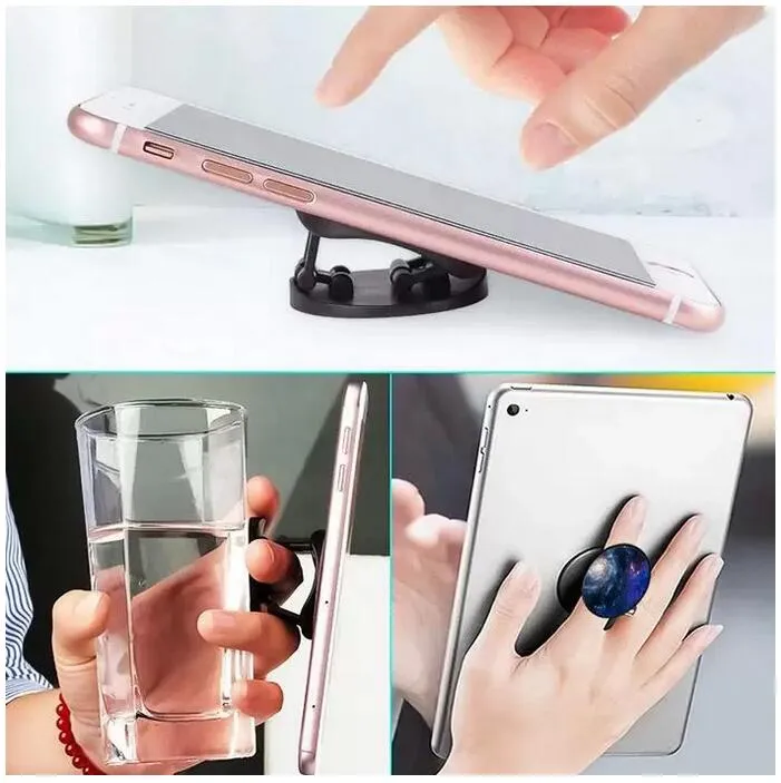 Universal Cell Phone Holder finger ring pattern phone Holders with OPP bag Stand car mouts for Iphone x Samsung