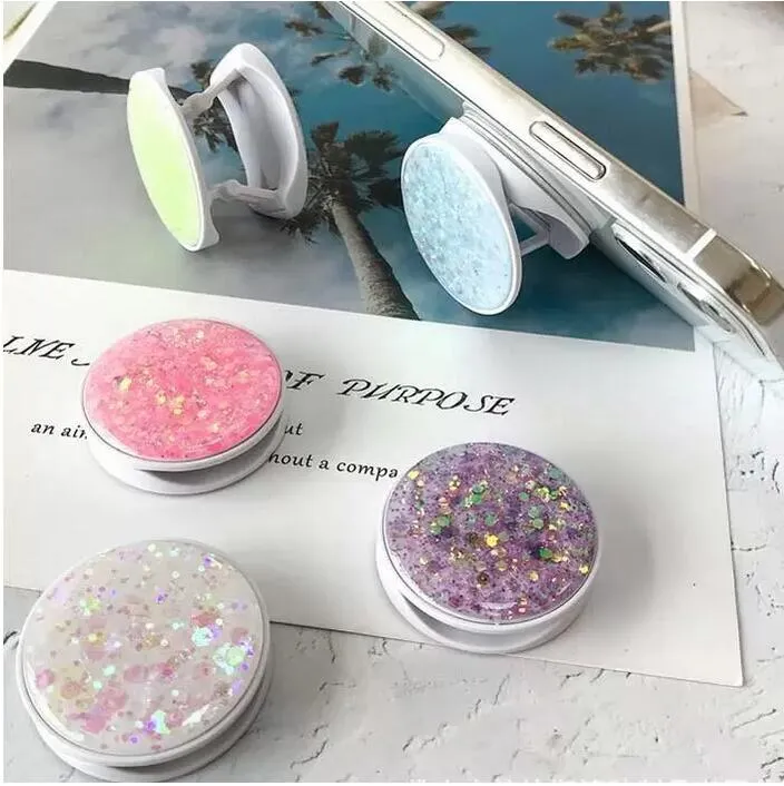 Glitter Bling Foldable Cell Phone Holder Cases Mount Grip Stand Sockets Tablets holders For iphone XR XS Samsung