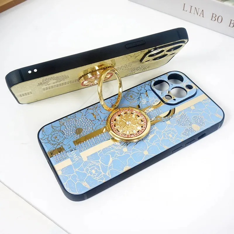 Mobile Phone Cases Sun flower diamond cover Cute woman case for iphone13 13promax 12 pro max 12 11 7 8 plus soft silicone material newest fashion style ring holder case