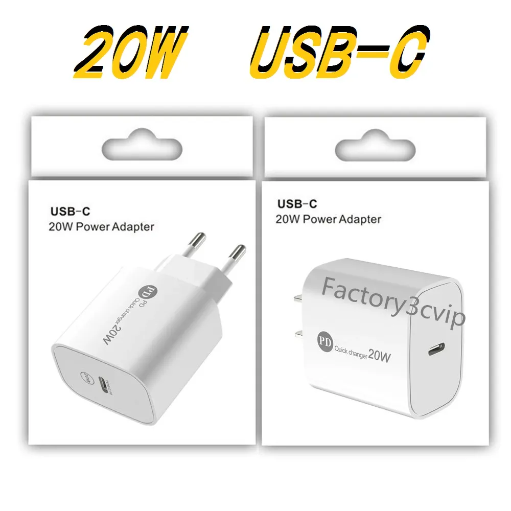 12W 20W PD Type c USB C Power Adapter US Eu Wall Charger Chargers Adapters For IPhone 11 12 13 14 Pro Max Samsung Android phone With Box