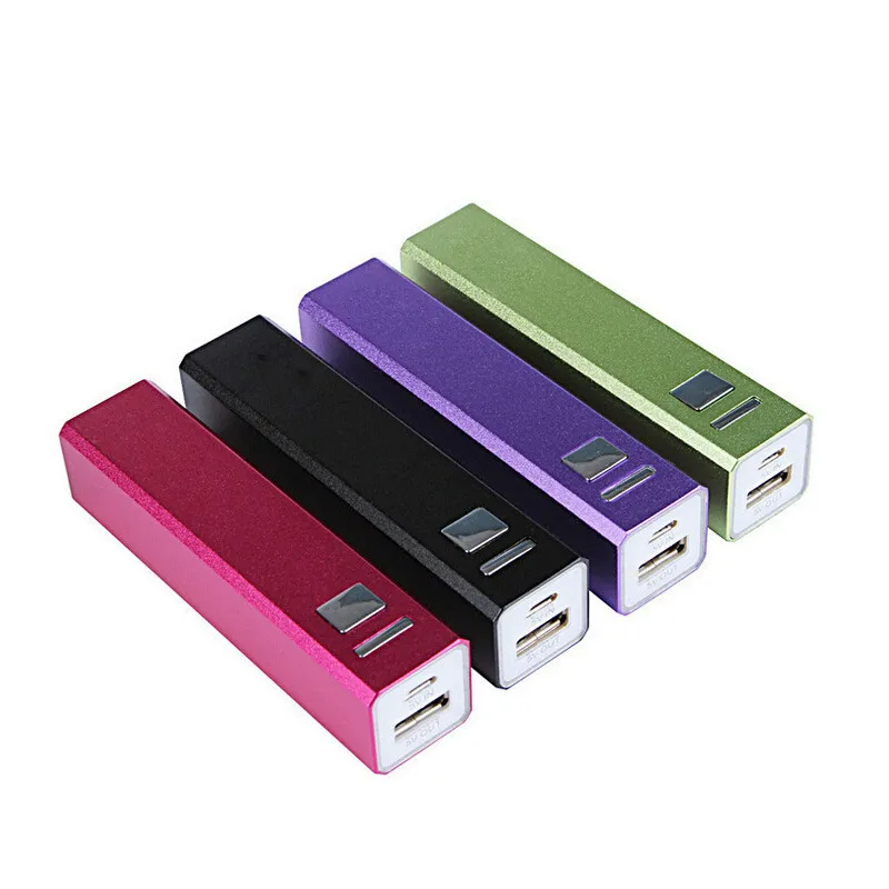 Portable Power Bank 2600mAh Aluminum Alloy Mini Mobile Universal Powers Charging Battery With Retail Package Customized LOGO