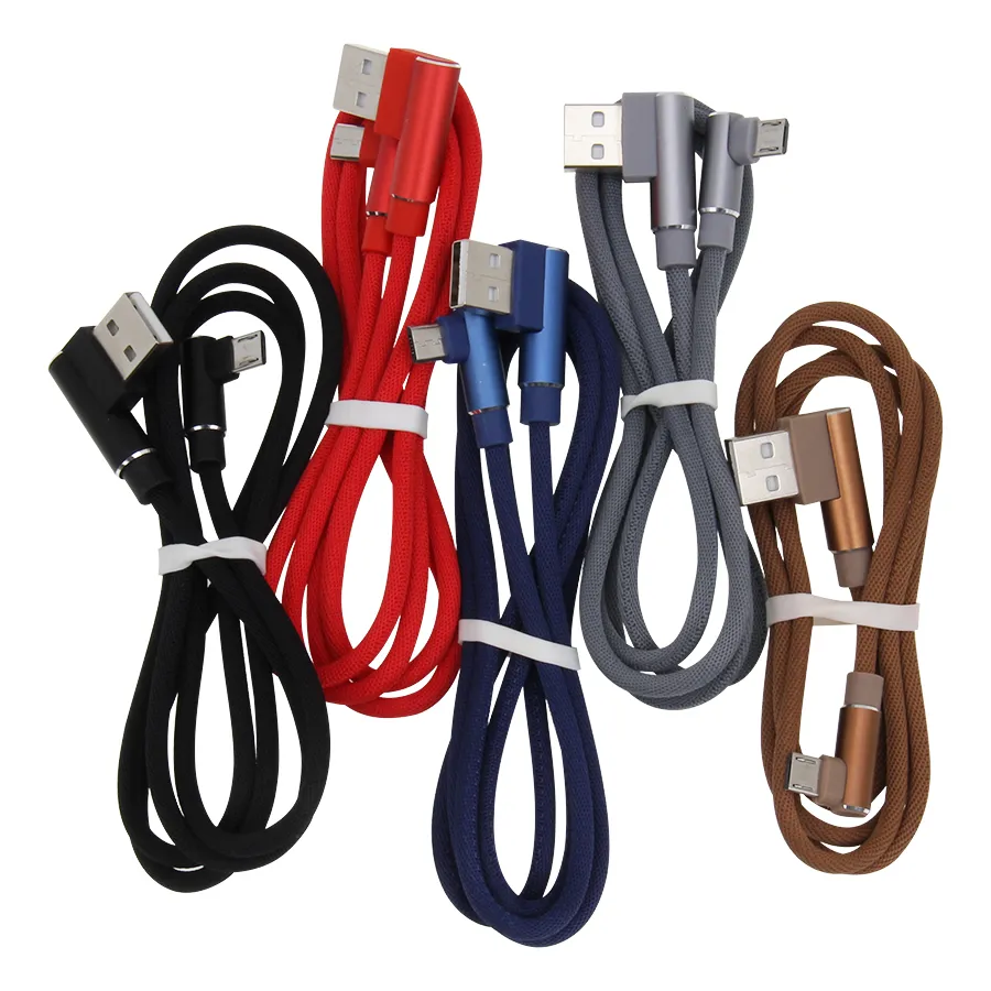 Type C Cable Micro USB Data Cables 90 Degree Fast Charging Cord 1m 2m 3m For Android Mobile Phone Charger Wire