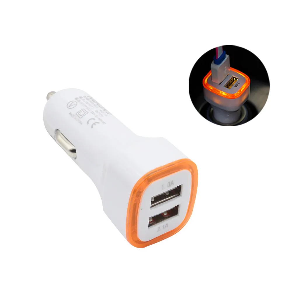 Cheaper LED Dual Usb Car Charger Vehicle Portable Power Adapter 5V 1A For Samsung S8 Note 8 charger