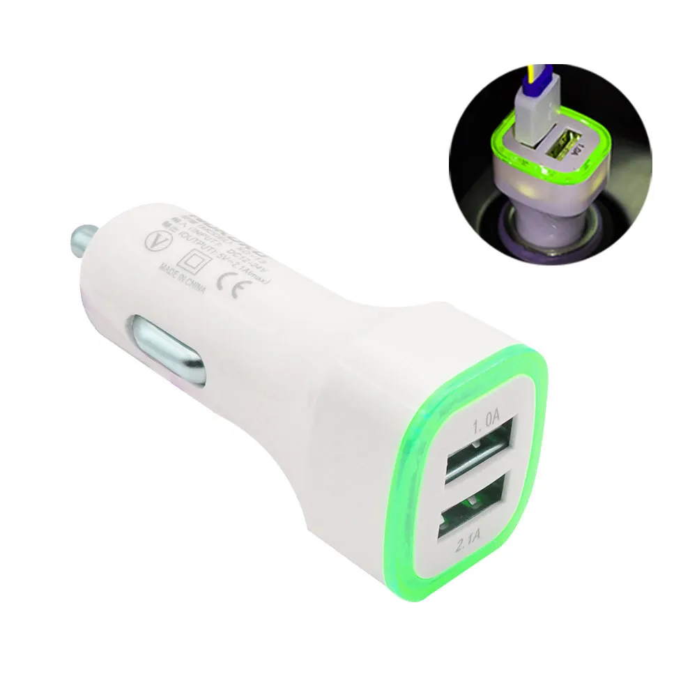 Cheaper LED Dual Usb Car Charger Vehicle Portable Power Adapter 5V 1A For Samsung S8 Note 8 charger