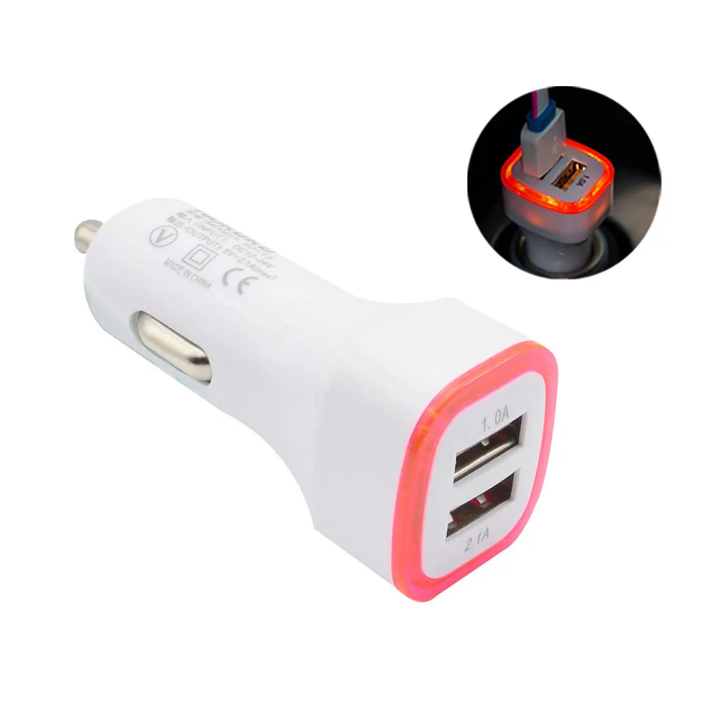 Cheaper LED Dual Usb Car Charger Vehicle Portable Power Adapter 5V 1A For Samsung S8 Note 8 charger