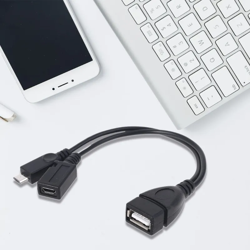 Micro USB to USB 2.0 OTG Adapter Cable with Micro USB Power for -Amazon Fire TV Mobile Phone Tablet PC Smartphone